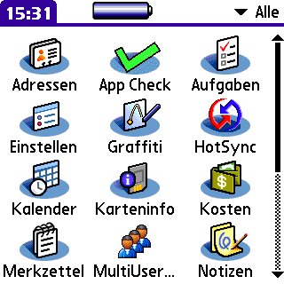 Das Palm-Menü, vorher
