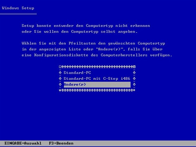 Wahl des Computertyps