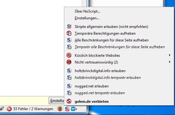 NoScript in Aktion