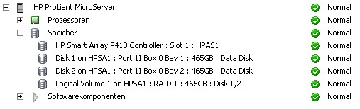 Status eines überwachten HP SmartArray P410