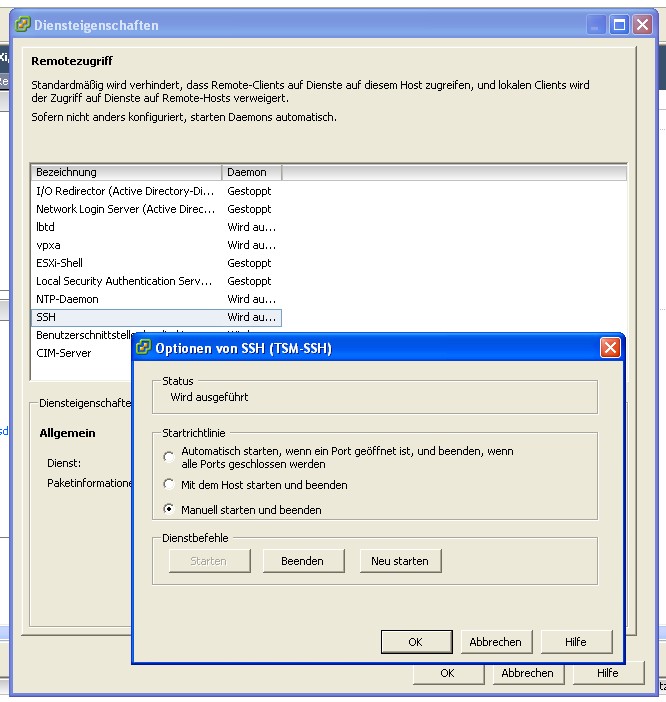 Start des SSH-Dienstes