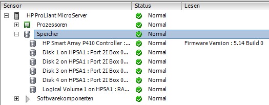 HP P410 Hardware-Status