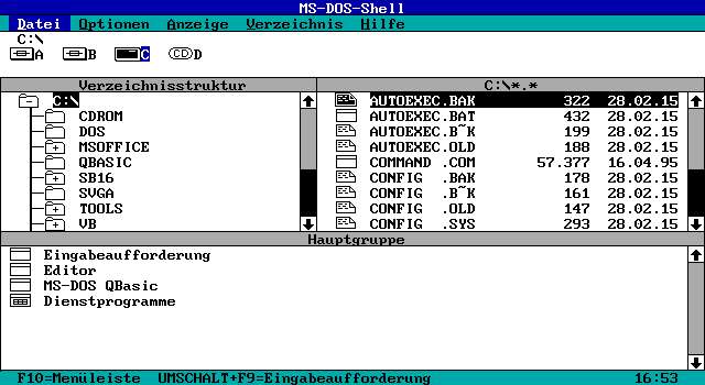 DOS-Shell mit CD-Symbol