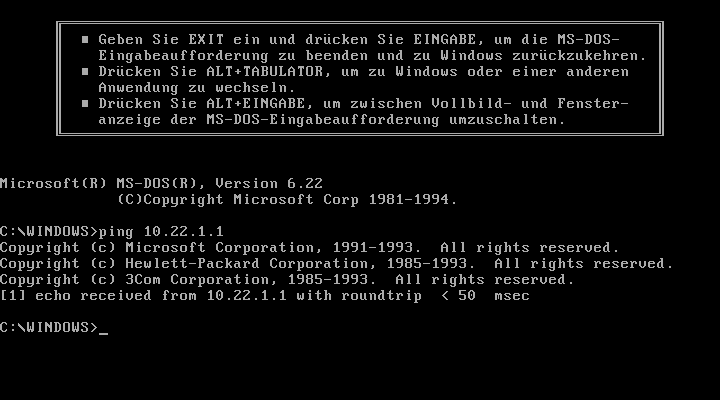 PING under MS-DOS 6.22