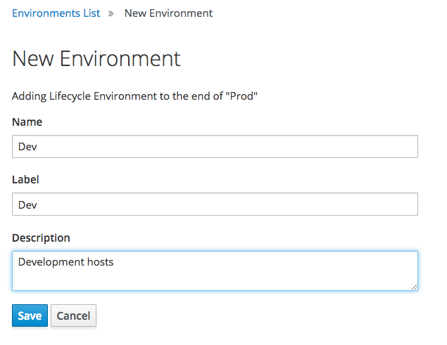 Create Lifecycle Environment