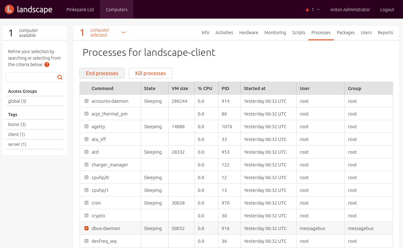 Listing running processes