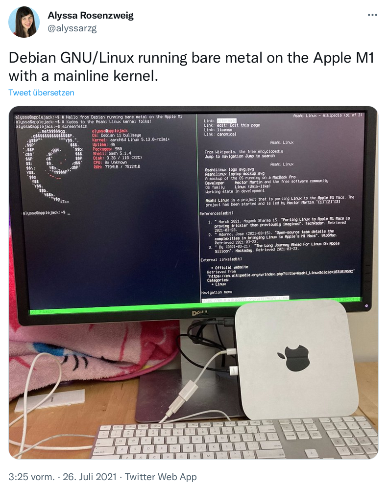 Debian Bullseye auf einem Apple Mac Mini mit M1-SoC