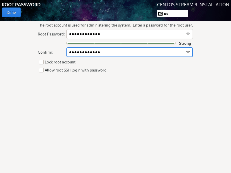 SSH-Option im CentOS Stream 9-Installer