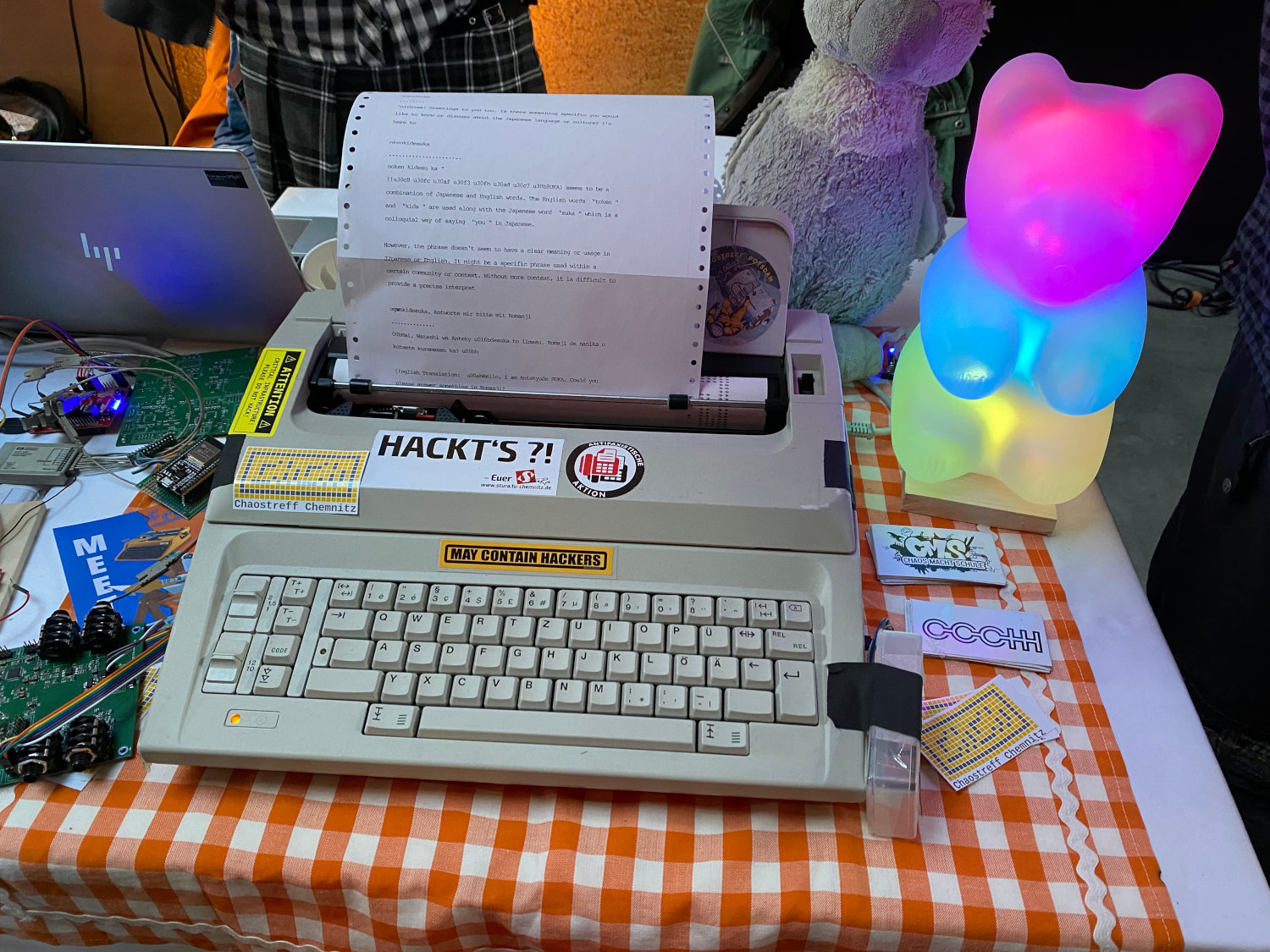 The typewriter Erika with ChatGPT output