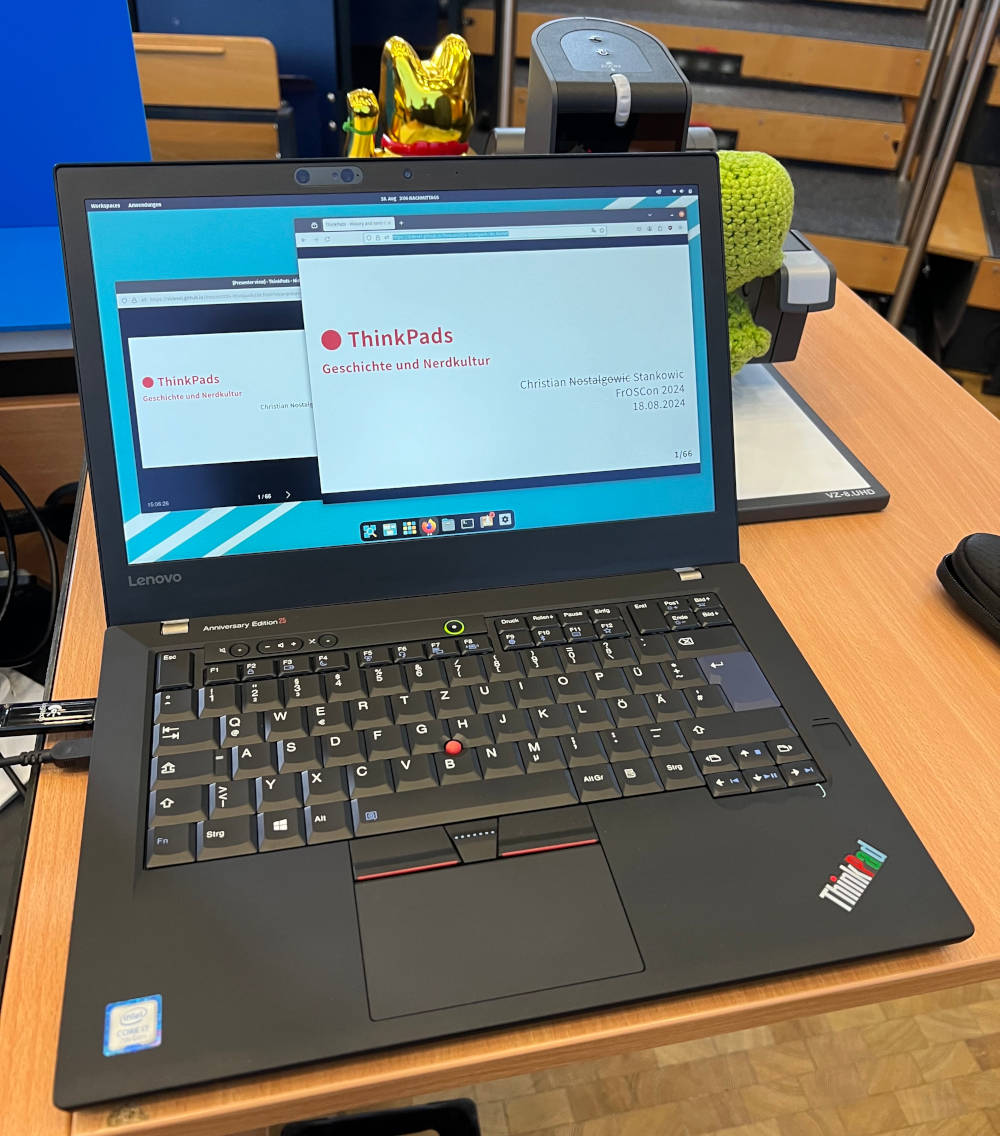 The device used for the presentation: a ThinkPad 25 Anniversary Edition