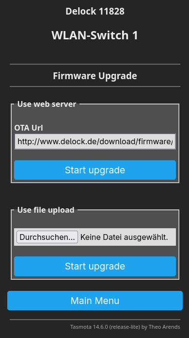 Dialog für Firmware-Updates