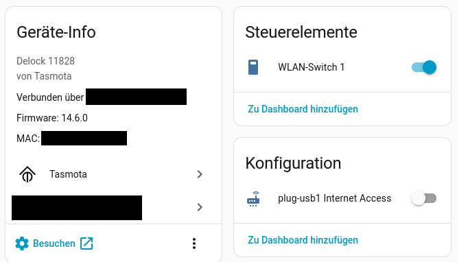 In Home Assistant erkannter Schalter