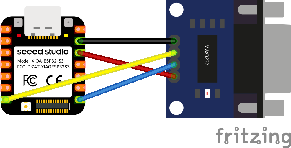 XIAO ESP32-S3 WIO with connected RS232-TTL converter